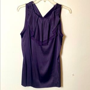 Vince Purple Ruffled Tank Top with Bib Collar